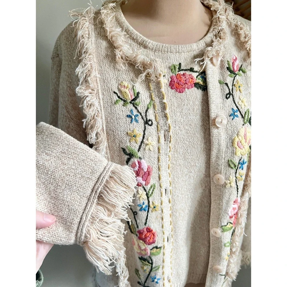 Vintage Haband Floral Embroidered‎ Floral Two Piece 70s Inspired Set